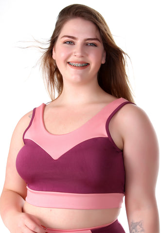 Top com bojo Plus Size Vinho com cortes Rosa (7284687962263)