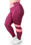 Calça Legging Plus Size Vinho com cortes Rosa (7284681048215)