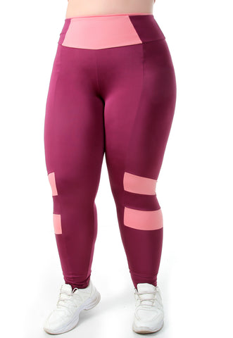 Calça Legging Plus Size Vinho com cortes Rosa (7284681048215)