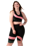 Conjunto fitness Plus Size com cortes coloridos  (top+bermuda) (7284811104407)