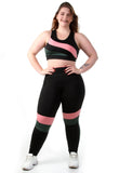 Conjunto fitness Plus Size com cortes coloridos  (top+calça) (7284786102423)