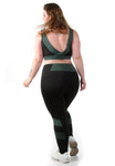Conjunto fitness Plus Size  Preta com cortes Verde  (top+calça) (7284690911383)