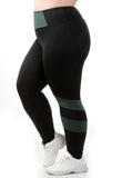 Calça Legging Plus Size Preta com cortes Verde (7284679475351)