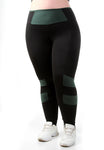 Calça Legging Plus Size Preta com cortes Verde (7284679475351)