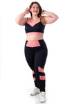 Conjunto fitness Plus Size Marinho com cortes Rosa (top+calça) (7284694450327)