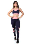 Conjunto fitness Marinho com cortes Rosa (top+calça) (7287045980311)