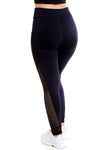 Calça Legging Feminina Fitness Azul Marinho Lisa Com Bolso Lateral Detalhe Tela (4118379397165)