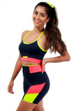 KIT 4 Conjuntos Fitness Detalhe Bicolor (bermuda+top)