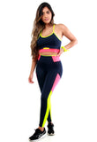 KIT 2 Conjunto Fitness Com Detalhe Bicolor