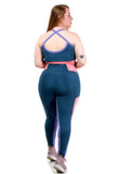 Conjunto Fitness Com Detalhe Bicolor (calça+top) Plus Size