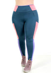 Calça Legging Com Detalhe Bicolor Plus Size