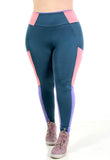 Calça Legging Com Detalhe Bicolor Plus Size