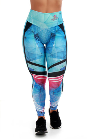 Calça Legging Sublimada Azul Geométrica (7425579417751)