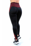 Calça Legging Cós Alto Suplex Detalhe Risca Vermelho (4089276399661)