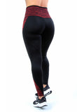 Calça Legging Cós Alto Suplex Detalhe Risca Vermelho (4089276399661)