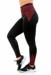 Calça Legging Cós Alto Suplex Detalhe Risca Vermelho (4089276399661)