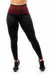 Calça Legging Cós Alto Suplex Detalhe Risca Vermelho (4089276399661)