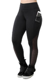 Legging Fitness Preta Com Bolso Lateral Detalhe Tela (4118379495469)