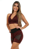 Conjunto Fitness Short  + Top sem Bojo Vermelho (6469867372695)