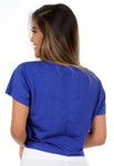 Cropped De Viscolycra Azul  Feminina Fitness Lisa (6198686974103)