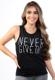 Regata Feminina Fitness Dry Never Give Up Preto (4120586715181)