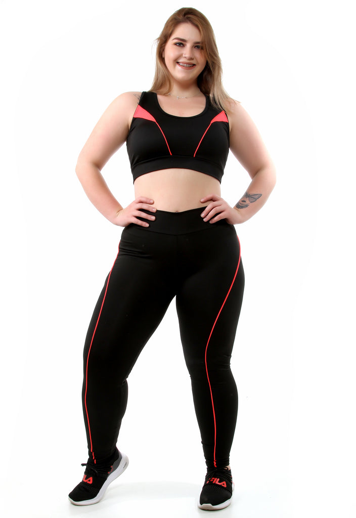 Conjunto Fitness Plus Size Para Academia Malha Suplex GG e XG Calça Legging  + Top