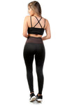 Conjunto Preto com Detalhe Risca Fitness  Legging e Top (4987846885421)