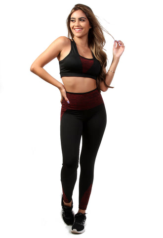 Conjunto Preto com Detalhe Risca Fitness  Legging e Top (4987847278637)