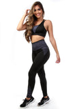 Conjunto Preto com Detalhe Risca Fitness  Legging e Top (4987847082029)