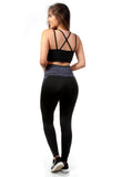 Conjunto Preto com Detalhe Risca Fitness  Legging e Top (4987847082029)