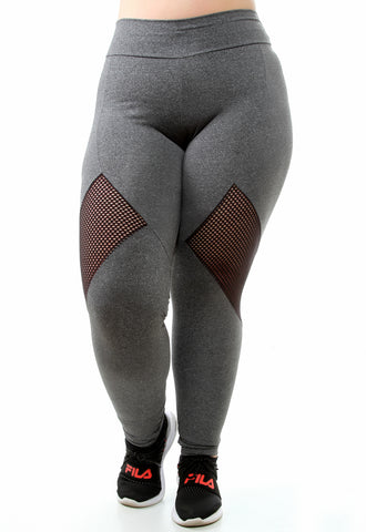 Calça Com Detalhe em Tela Plus Size (6931265650839)