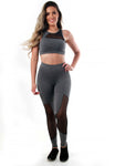 Conjunto Fitness Detalhe Em Tule (calça+top)