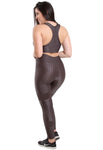 Conjunto Fitness Feminino Poliamida Cirrê New Zig Cinza Top + Calça (4121971851309)