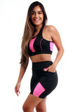 Conjunto Fitness Com Bolso Lateral (bermuda+top)