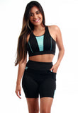 Conjunto Fitness Com Bolso Lateral (bermuda+top)