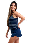 Baby Doll Listrado Alcinha Feminino