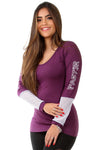 Blusa de manga longa com tela - Roxo (4608197427245)