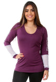 Blusa de manga longa com tela - Roxo (4608197427245)