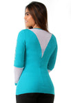 Blusa de manga longa com tela - Verde (4608184254509)