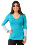 Blusa de manga longa com tela - Verde (4608184254509)